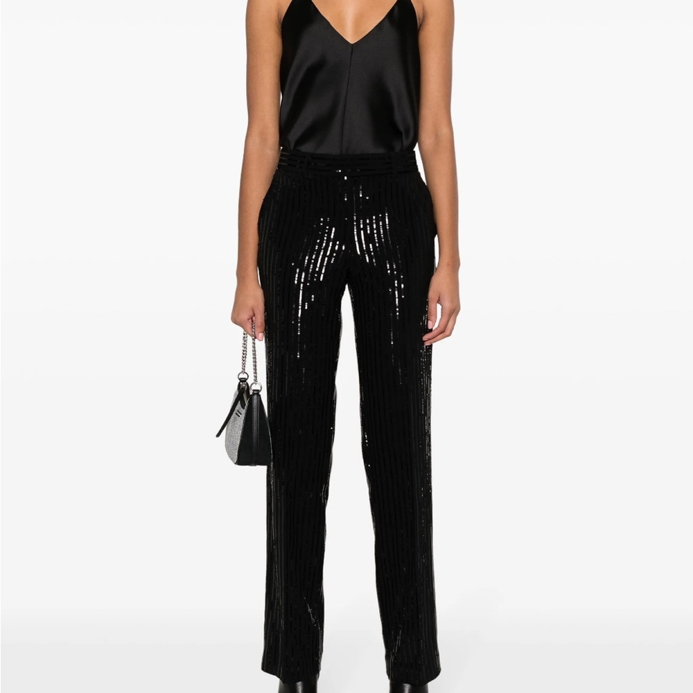 Michael Kors Black Sequin Straight Leg Pants